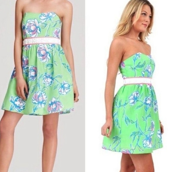 NWOT Lilly Pulitzer Langley Strapless Beaded Floral Mini Dress Size 8 Flirty - Picture 3 of 13